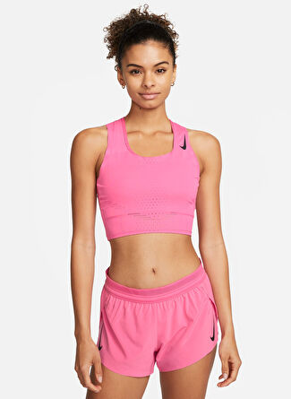 Nike Kırmızı - Pembe Kadın Yuvarlak Yaka Regular Fit Atlet DM8728-606 W NK DFADV AROSWFT CROP