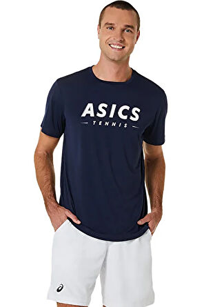 Мужская футболка Asics 2041A259-400 MEN COURT TENNIS GRAPH Klasik Yaka Normal Kalip для тенниса