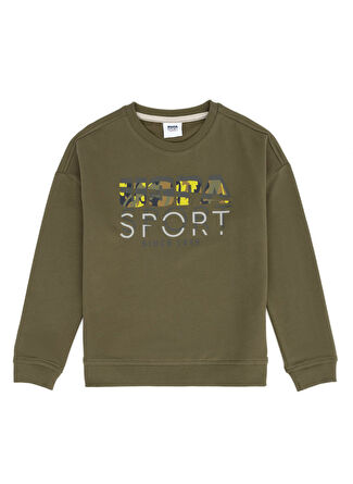 U.S. Polo Assn. Haki Erkek Çocuk Bisiklet Yaka Uzun Kollu Oversized Sweatshirt YUSENKIDS