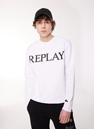 Replay Bisiklet Yaka Beyaz Erkek Sweatshırt M6527 001 WHITE