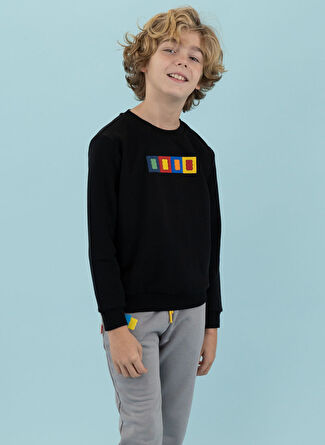 Haribo Kabartma Erkek Siyah Sweatshırt HRBTXT307 Haribo Çocuk Sweatshirt