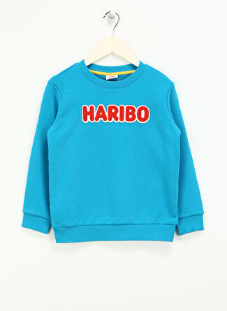 Haribo İşlemeli Erkek Turkuaz Sweatshırt HRBTXT308 Haribo Çocuk Sweatshirt