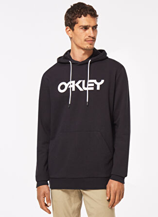 Oakley Siyah - Beyaz Erkek Kapüşonlu Baskılı Sweatshirt FOA402599 B1B PO HOODIE 2.0