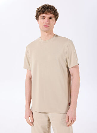 Discovery Expedition Bej Erkek Bisiklet Yaka Loose Fit T-Shirt D4SM-TST3277