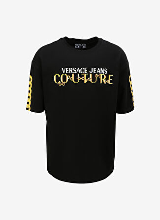 Versace Jeans Couture Bisiklet Yaka Siyah Erkek T-Shirt 75GAHF01CJ00FG89