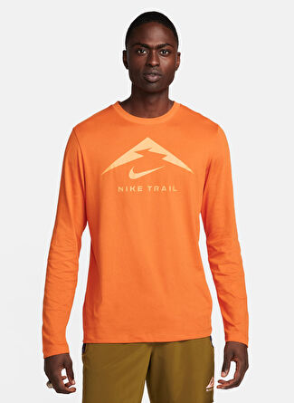 Мужская футболка Nike Turuncu FN0827-893-M NK DF TEE LS TRAIL для бега