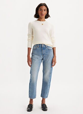 Levis 501 Never Fade Crop Açık Mavi Yüksek Bel Kadın Denim Pantolon