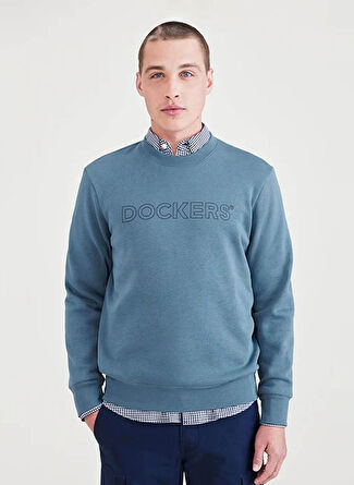 Dockers Mavi Erkek Yuvarlak Regular Fit Sweatshirt A3199-0038