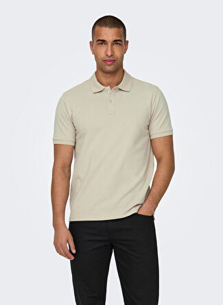 Only & Sons Açık Bej Erkek Slim Fit Polo T-Shirt ONSTRAY SLIM SS POLO