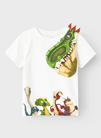 Name İt Desenli Krem Erkek Çocuk T-Shirt NMMMIK GIGANTOSAURUS SS TOP VDE