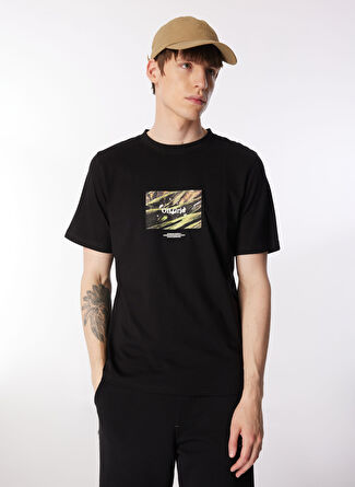 Jack & Jones Bisiklet Yaka Siyah Erkek T-Shirt JORLAFAYETTE PHOTO TEE SS CREW NECK