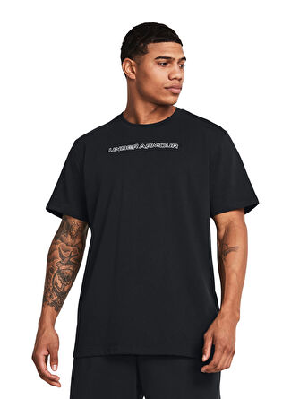 Under Armour 1382903-001 UA HW LOGO OVERLAY EMB Siyah Erkek Bisiklet Yaka Bol Kesim T-Shirt