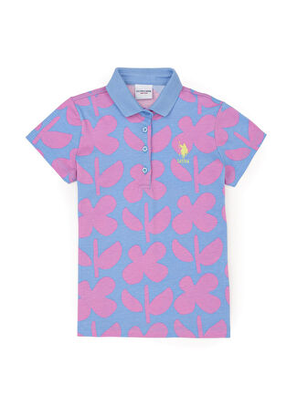 U.S. Polo Assn. Açık Mavi - Pembe Kız Çocuk Slim Fit Polo T-Shirt SOTA