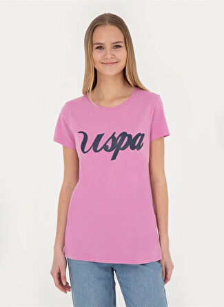 U.S. Polo Assn. Bisiklet Yaka Eflatun Kadın T-Shirt BEAN-IY24