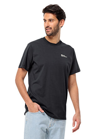 Jack Wolfskin Siyah Erkek Bisiklet Yaka Normal Kalıp T-Shirt 1808382TR_ESSENTIAL T M