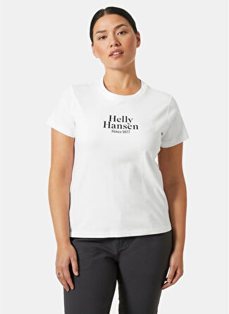 Helly Hansen Beyaz Kadın Bisiklet Yaka Normal Kalıp Baskılı T-Shirt HHA.54080_W CORE GRAPHIC