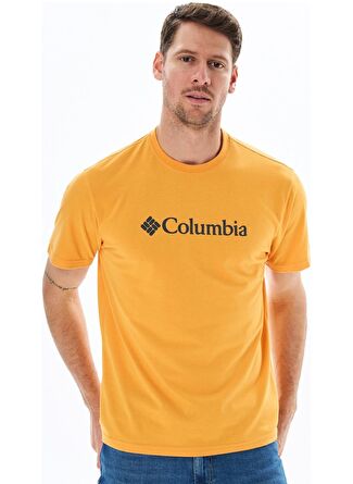 Мужская футболка Columbia Açik Turuncu O Yaka Normal Kalip Baskili для бега