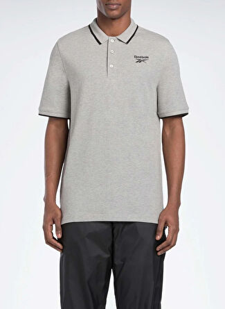 Мужская футболка Reebok IT6329 IDENTITY PIQUE POL Melanj Yuvarlak Yaka Normal Kalip