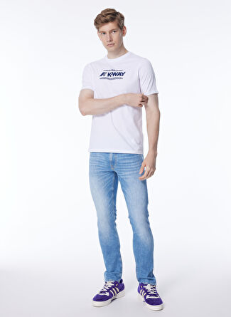 K-Way Bisiklet Yaka Beyaz Erkek T-Shirt K4125DW_ODOM TYPO