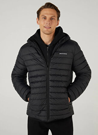 Мужская куртка Skechers S242095-001 M Outerwear Padded Jack Kapüşon Yaka Normal Kalip