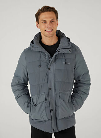 Мужская куртка Skechers S242077-003 M Outerwear Padded Jack Antrasit Kapüşon Yaka Normal Kalip