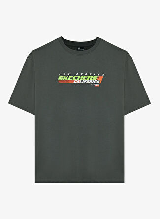 Мужская футболка Skechers S242126-003 M Graphic Oversize T-S Antrasit Yuvarlak Yaka Oversize Baskili