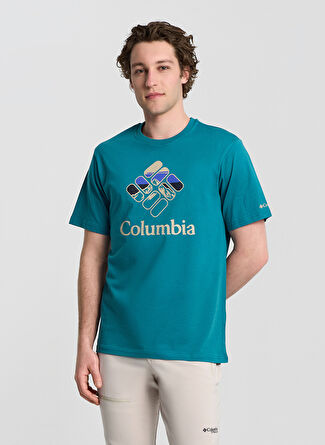 Мужская футболка Columbia 9110851364CS0413 Turkuaz Normal Baskili