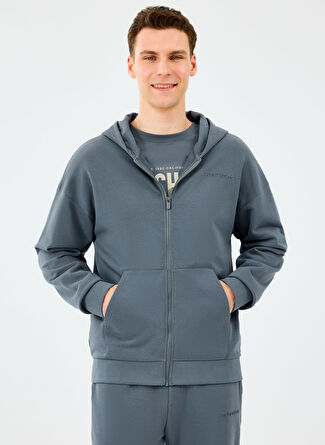 Skechers S2610014-3998 M Essential Full Zip Gri Kapüşonlu Regular