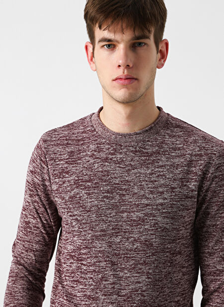Jack & Jones 12160904 Fresh Knit O Yaka Erkek Mürdüm Kazak -1