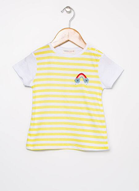 Mammaramma Sarı - Beyaz Kız Bebek T-Shirt HG-08 -1