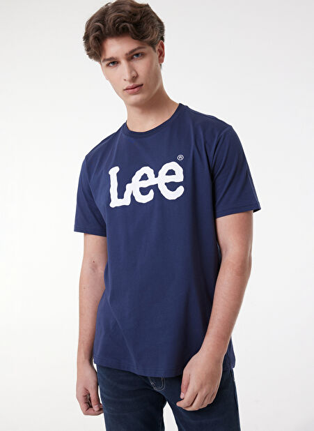Lee O Yaka Lacivert Erkek T-Shirt L65QAIEE_Logo T-shirt -1