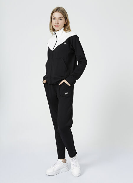 S212251-001 W Micro ColorBlock Suit Siyah Kadın O Yaka Normal Kalıp Eşofman Takımı -1