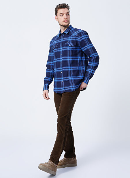 Wrangler Normal Bel Slim Fit Kahve Erkek Chino Pantolon W12SEC455_Texas Slim Cordura -1