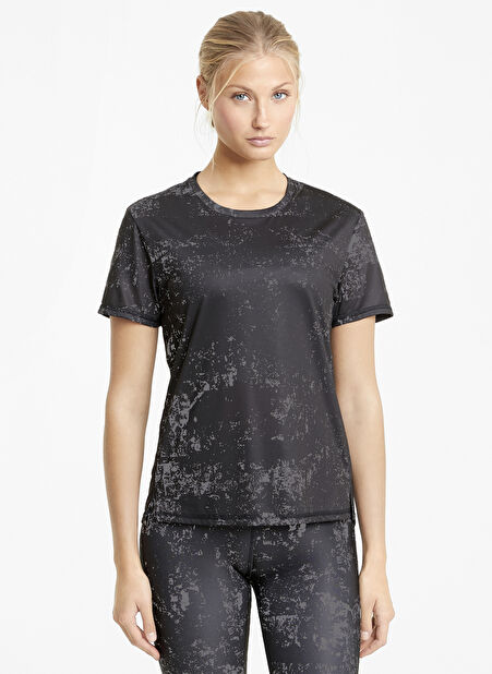Puma 52017501 RUN GRAPHIC SS TEE O Yaka Normal Kalıp Desenli Siyah Kadın T-Shirt -1