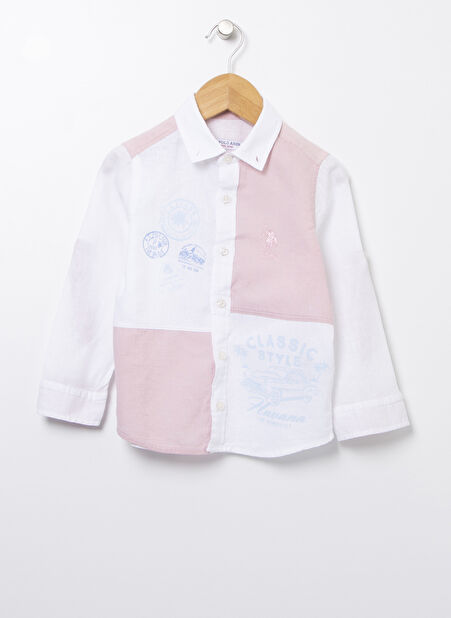 U.S. Polo Assn. Düz Pembe Erkek Çocuk Gömlek LINAFKIDS VR042 -1