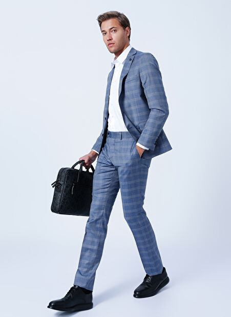 Beymen Business Normal Bel Slim Fit Lacivert - Gri Erkek Takım Elbise 4B3022200013 -1