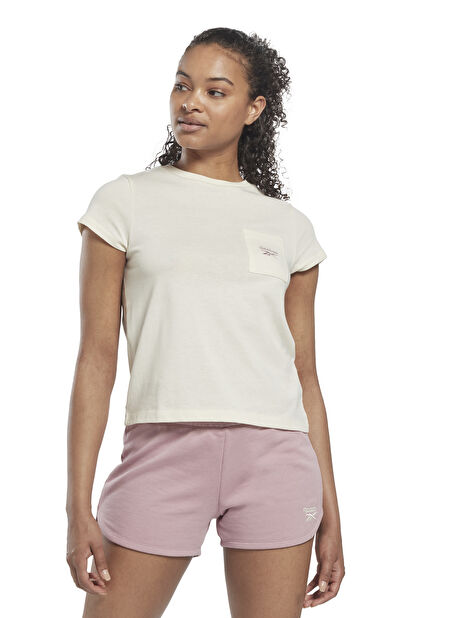 Reebok Bisiklet Yaka Düz Beyaz Kadın T-Shirt HK6797 RI Tee -1