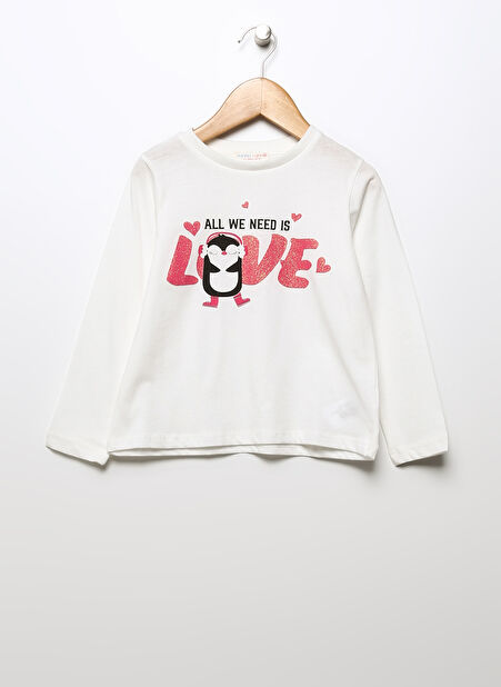 Mammaramma Baskılı Ekru Kız Bebek T-Shirt 22FWG-64 -1
