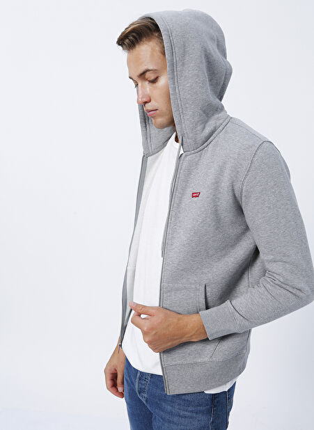 Levis Kapüşon Yaka Gri Erkek Sweatshırt TR CORE NG ZIP UP CHISEL 1 GREY H -1