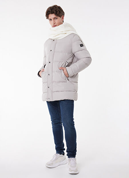 Lee Dik Yaka Regular Fit Kırık Beyaz Erkek Şişme Mont L222360 -1