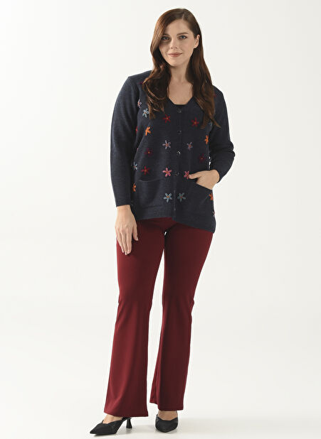 Selen Normal Bel Standart Bordo Kadın Pantolon 22KSL5951 -1