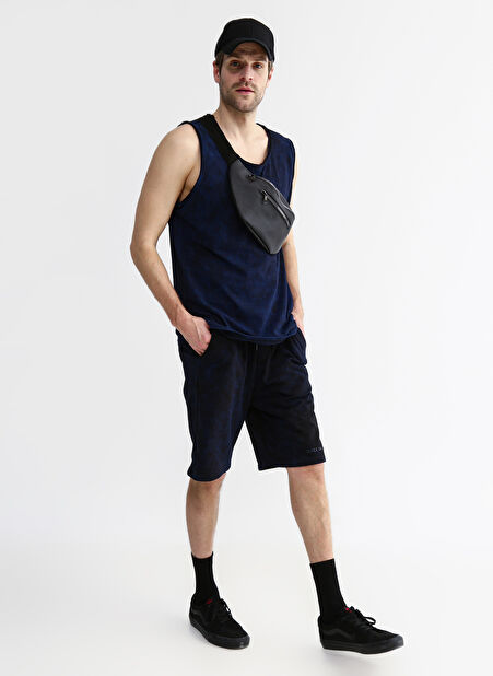Black On Black Lacivert Erkek Sweat Şort E-MADDOX -1