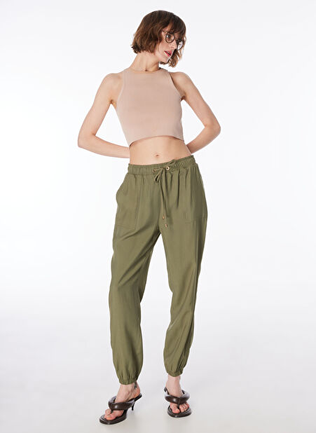Fabrika Comfort Haki Kadın Lastikli Basic Pantolon CM-OTTO -1