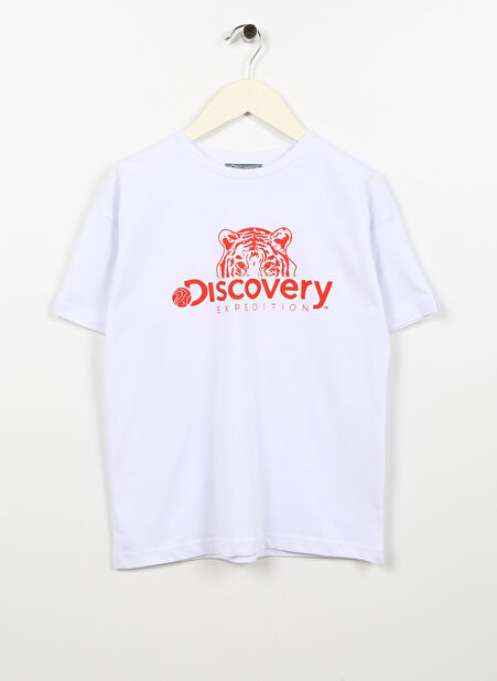 Discovery Expedition Beyaz Kız Çocuk Bisiklet Yaka Baskılı T-Shirt PERU GIRL -1