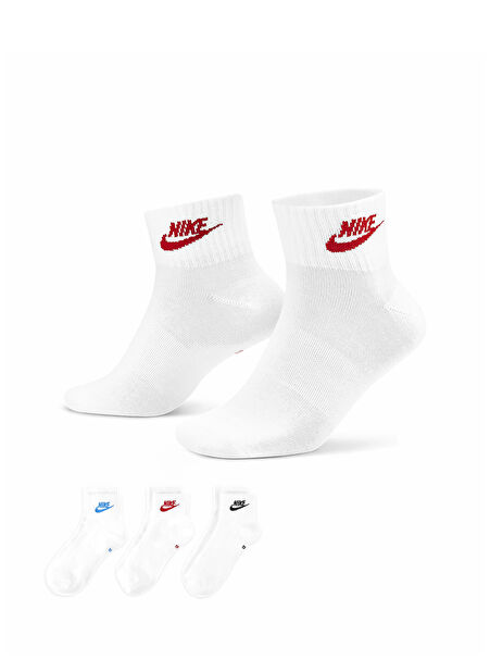 Nike Unisex Beyaz Çorap DX5074-911 Ankle Socks (3 Pairs) -1