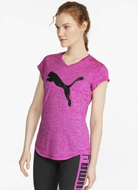 Puma Bisiklet Yaka Düz Pembe Kadın T-Shirt 51952613 Train Fav Heather Cat T -1