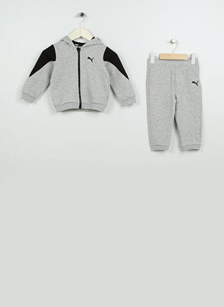 Puma Gri Erkek Çocuk Fermuarlı Uzun Kollu Eşofman Takımı 67148304 ESS Baby Jogger TR -1