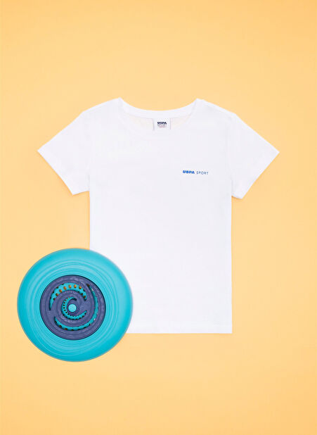 U.S. Polo Assn. Beyaz Erkek Çocuk Bisiklet Yaka Kısa Kollu Düz T-Shirt PUNOKIDS -1