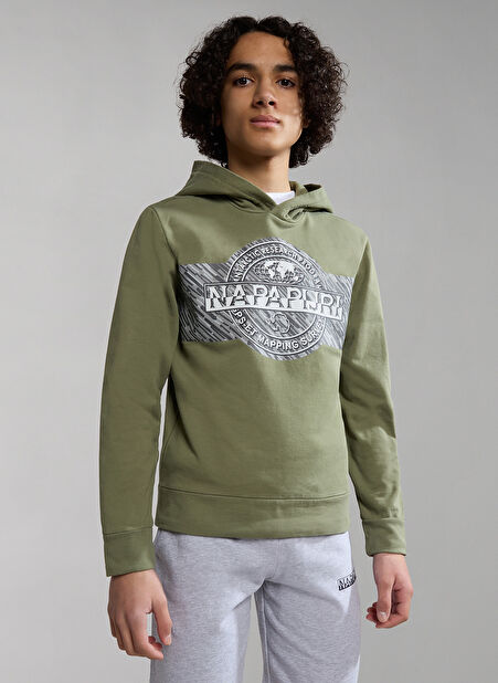 Napapijri Yeşil Erkek Çocuk Kapüşonlu Uzun Kollu Sweatshirt NP0A4GXDGAE1 K B-PINZON -1
