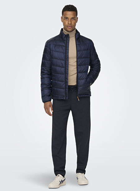Only & Sons Normal Lacivert Erkek Ceket ONSCARVEN QUILTED PUFFER OTW NOOS -1